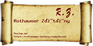 Rothauser Zétény névjegykártya